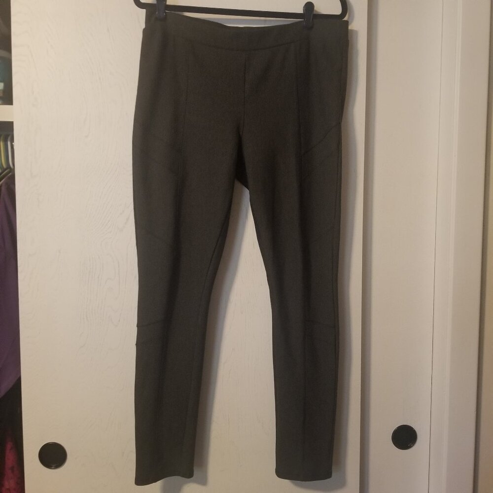 JustFab L Seamed Legging Charcoal Heather Gray Stretch Grey